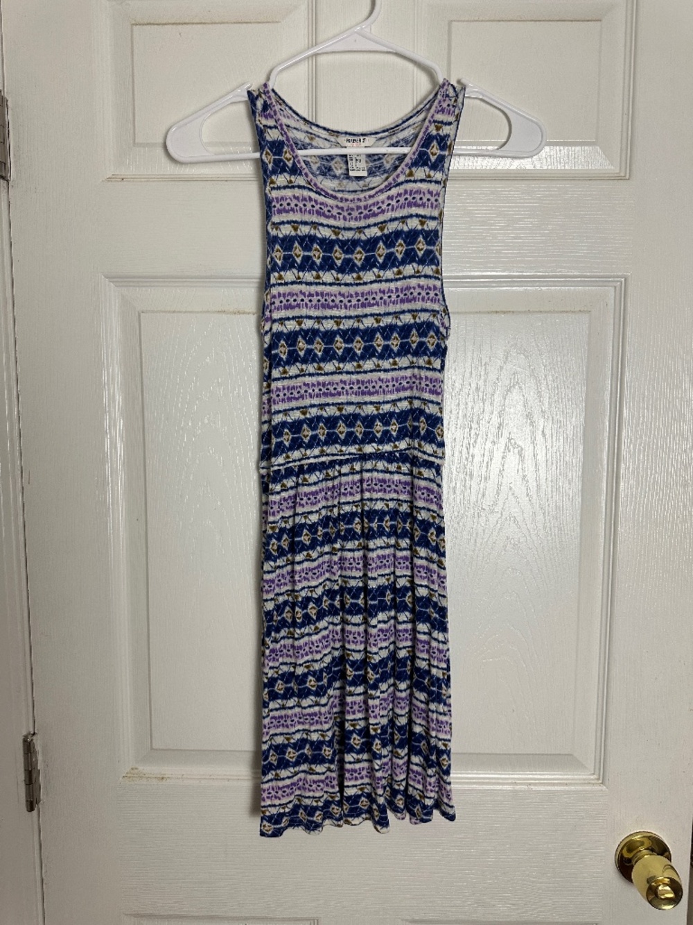 Forever 21 Girls Y2K Sleeveless Purple Print Summer Vacation Midi Dress 11/12